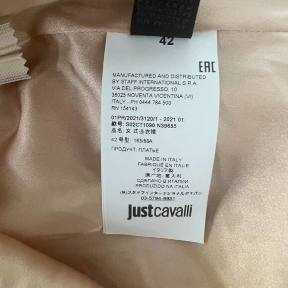 Just Cavalli beige ball floral print low back dress size 42 - Picture 9 of 10